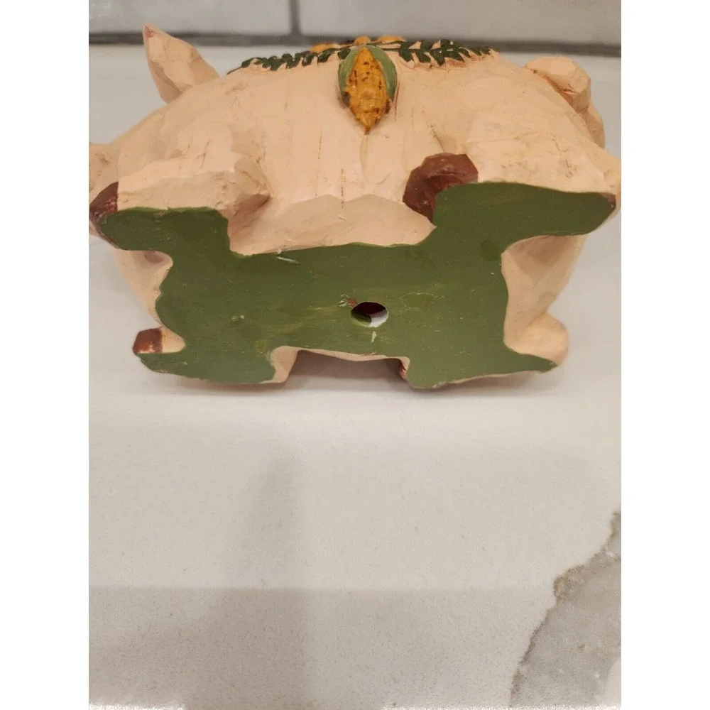 Resin Pig With Goose And Bird On Back And Sunflower Design On His Side Farmhouse